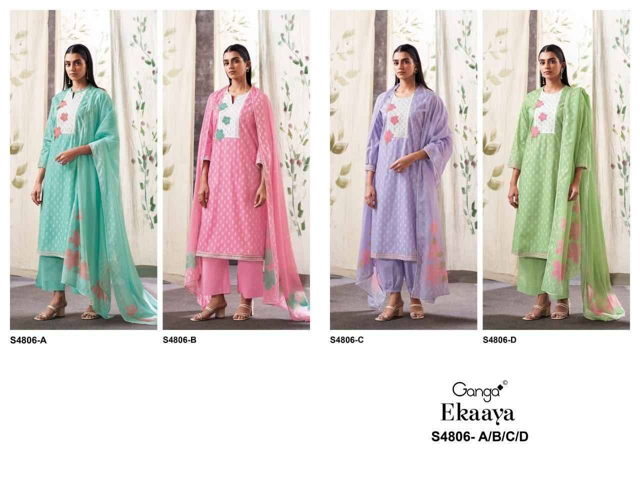 EKAAYA 4806 Series By Ganga Fashion Beautiful Festive Suits Stylish Colorful Fancy Casual Wear & Ethnic Wear PREMIUM COTTON Dresses At Wholesale Price